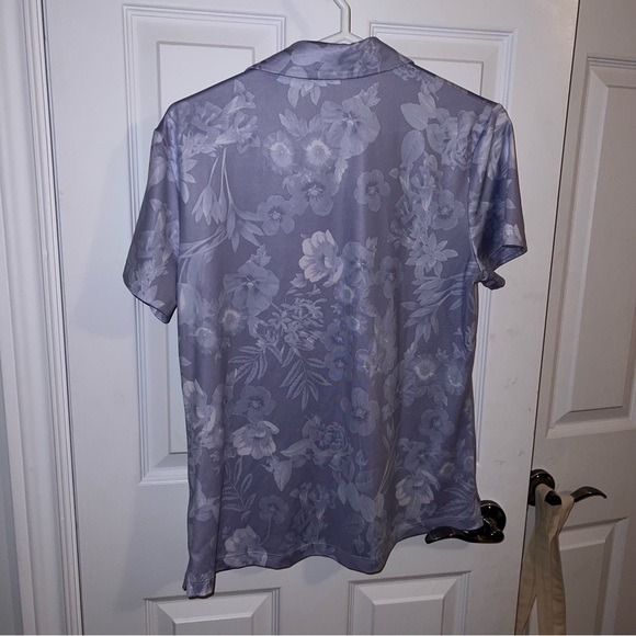 Nike Golf Womens Dri-Fit UV Floral Polo Purple Dawn - Picture 2 of 3